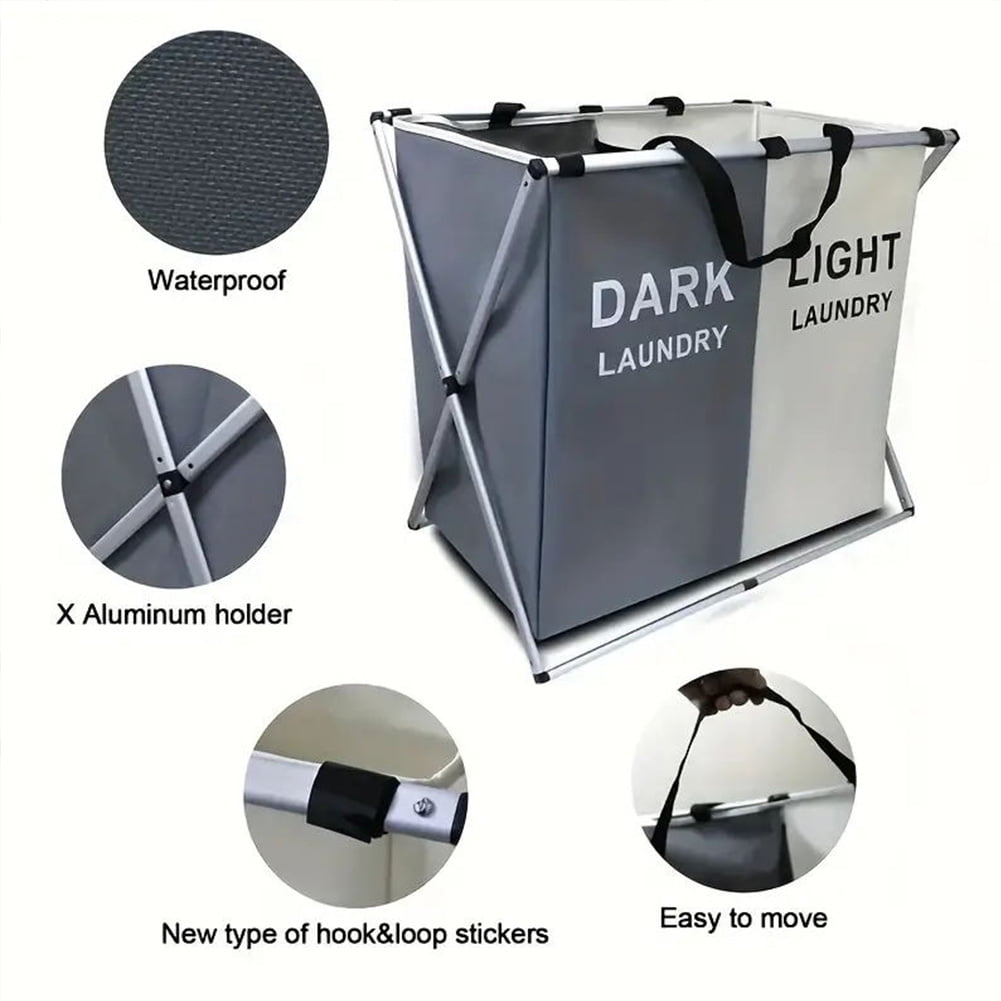 Laundry Hamper Sorter, 135L Foldable Laundry Basket with Lids, Large 3 Sections Laundry Bin Sorter, Waterproof Dirty Clothes Hamper Bag for Bathroom Bedroom,Washing Storage Bag,Blanket Storage