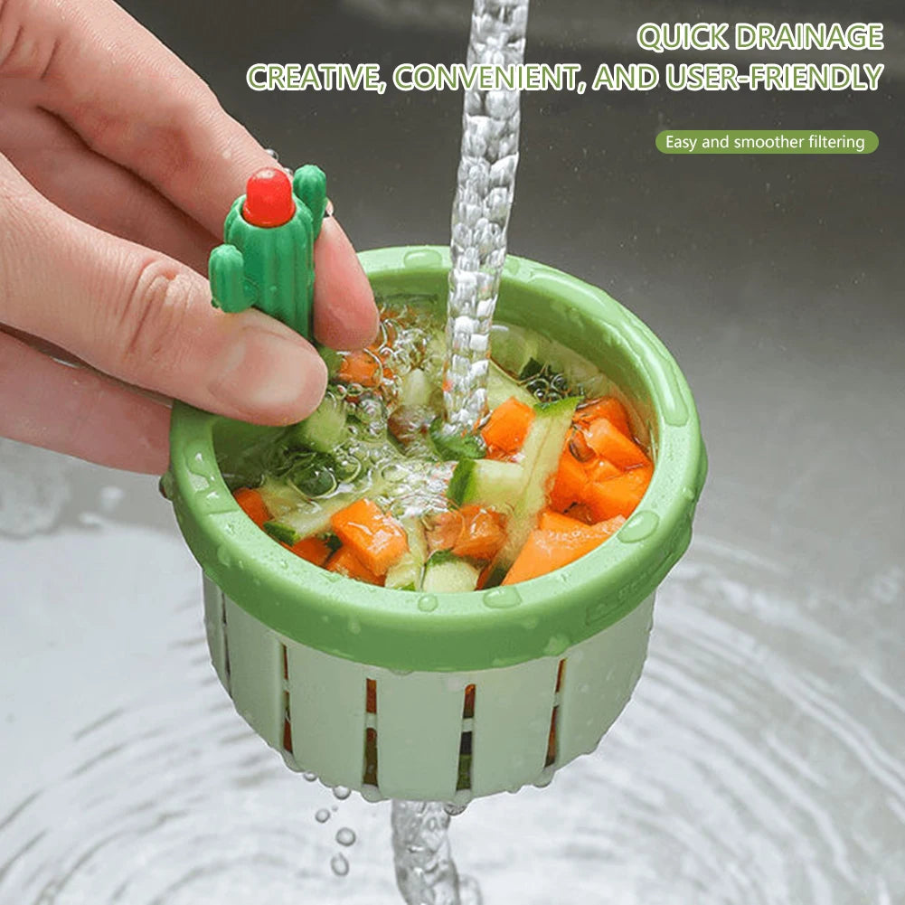 Cactus Kitchen Sink Drain Strainer with Handle Plastic Waste Filter Kitchen Food Slag Strainer Kitchen Accessories