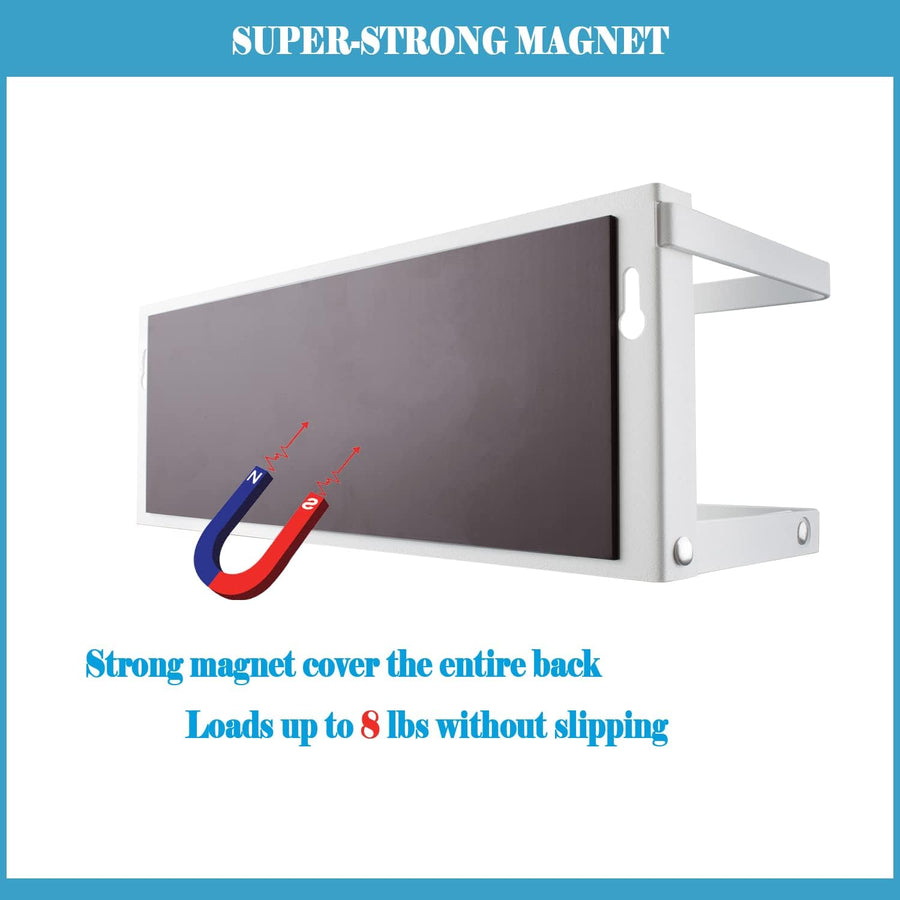 Magnetic Spice Rack Organizer Single Tier Refrigerator Spice Storage Shelf, Easy to Install the Side of the Refrigerator Can Hold Spices, Jar of Olive Oil (White, with Hook)