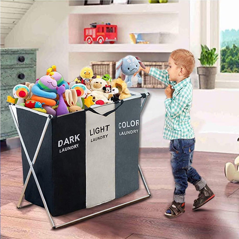 Laundry Hamper Sorter, 135L Foldable Laundry Basket with Lids, Large 3 Sections Laundry Bin Sorter, Waterproof Dirty Clothes Hamper Bag for Bathroom Bedroom,Washing Storage Bag,Blanket Storage