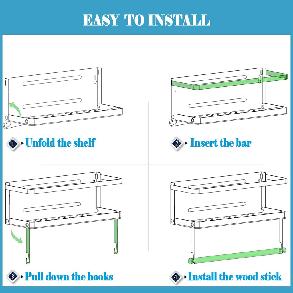 Magnetic Spice Rack Organizer Single Tier Refrigerator Spice Storage Shelf, Easy to Install the Side of the Refrigerator Can Hold Spices, Jar of Olive Oil (White, with Hook)