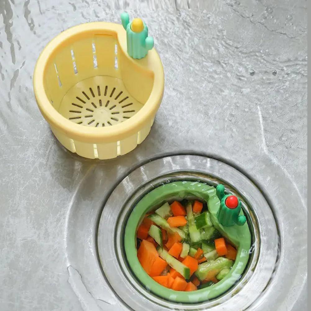 Cactus Kitchen Sink Drain Strainer with Handle Plastic Waste Filter Kitchen Food Slag Strainer Kitchen Accessories