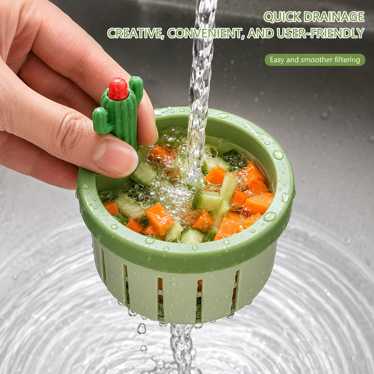 Cactus Sink Strainer - No Touch Kitchen Waste Catcher