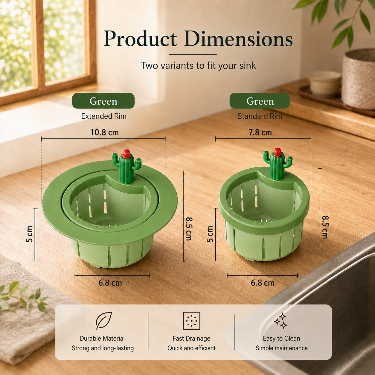 Cactus Sink Strainer - No Touch Kitchen Waste Catcher